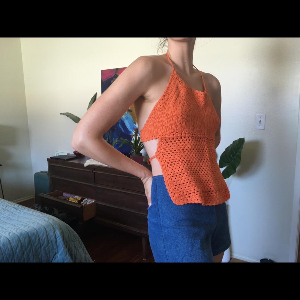 Crochet tie top 90’s crop top bohemian Boh…